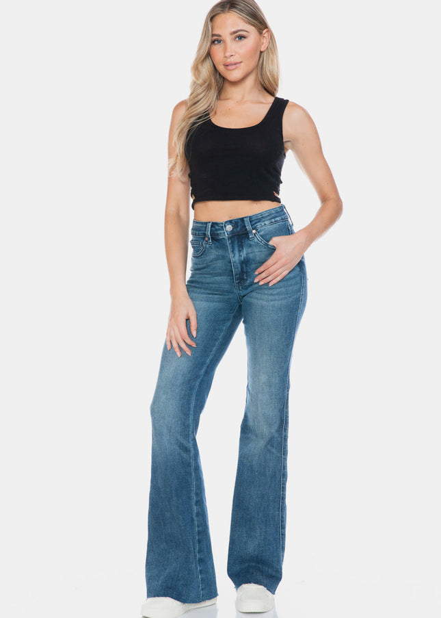 Judy Blue Full Size Tummy Control Cut Hem Flare Jeans