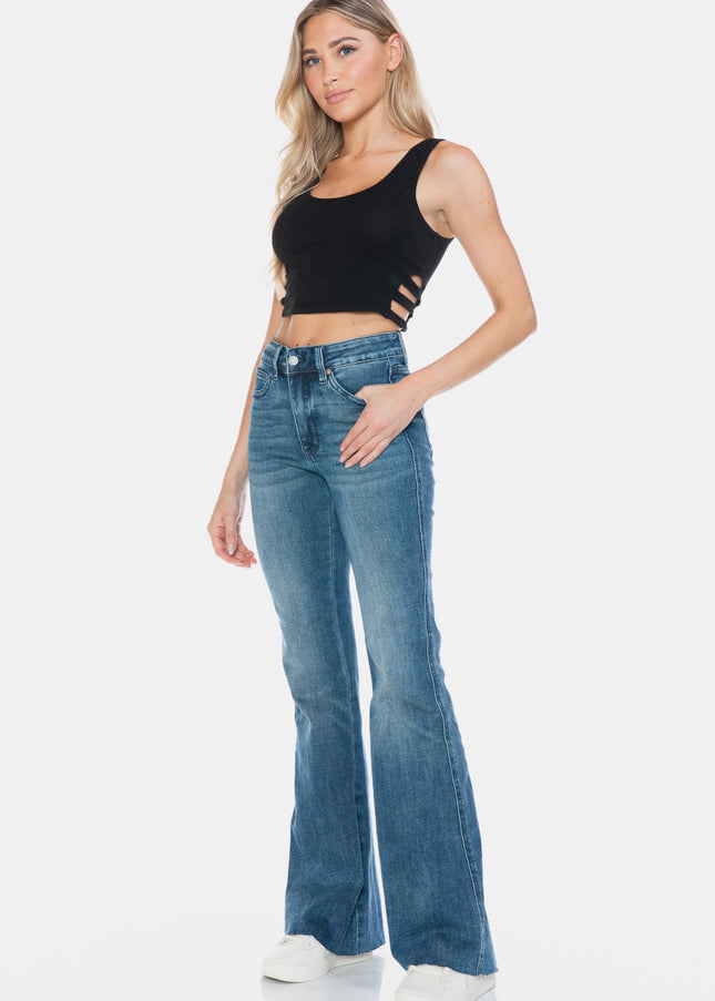 Judy Blue Full Size Tummy Control Cut Hem Flare Jeans