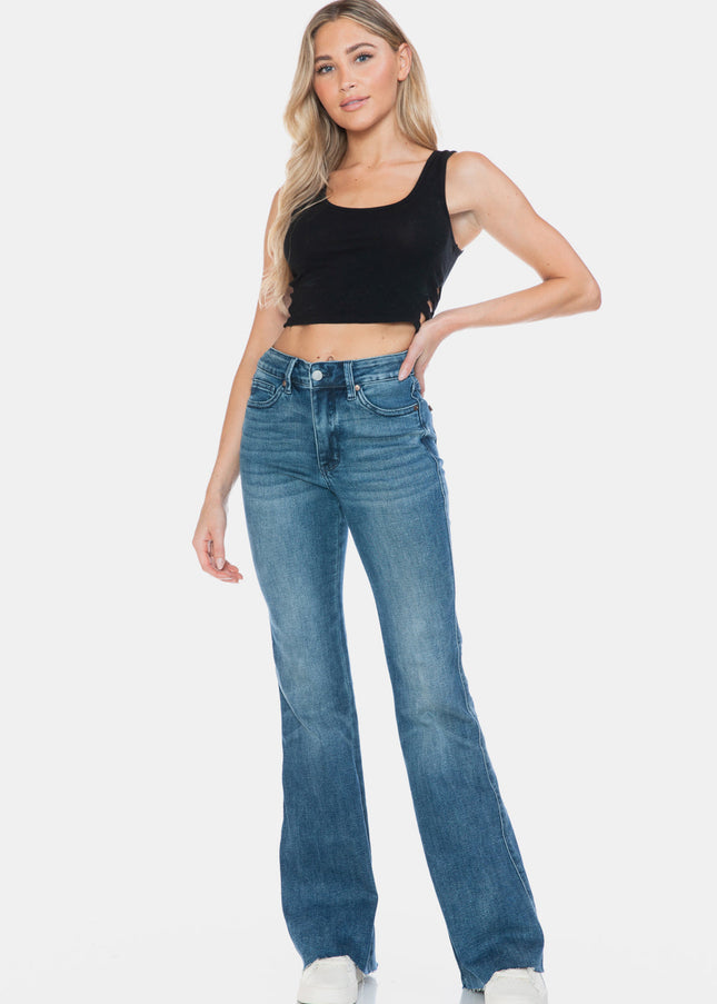 Judy Blue Full Size Tummy Control Cut Hem Flare Jeans