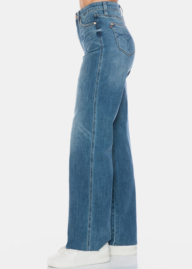 Judy Blue Full Size Tummy Control Cut Raw Hem Straight Jeans