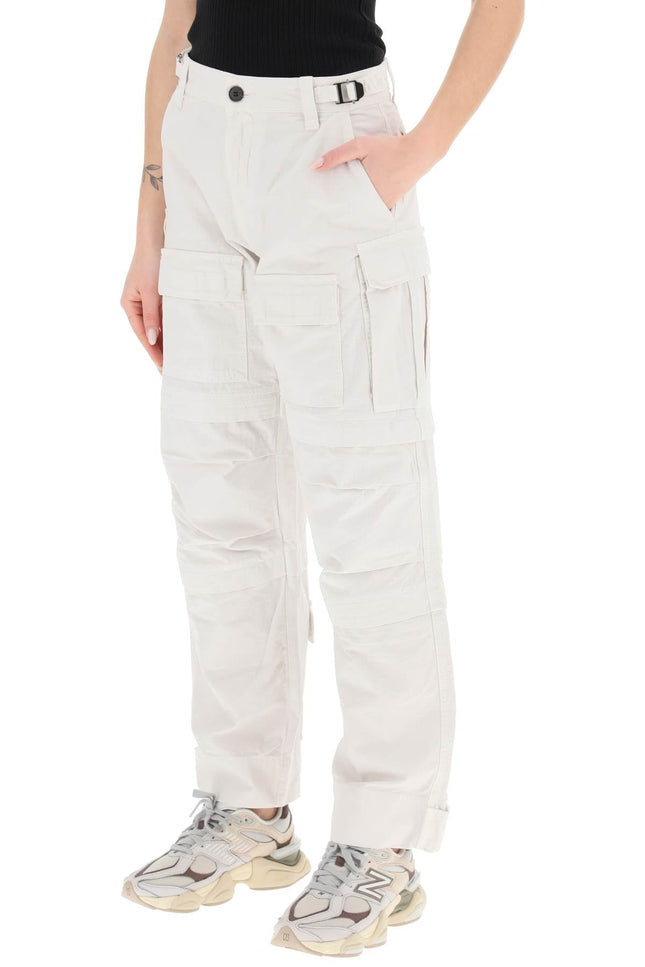 'Julia' Ripstop Cotton Cargo Pants-women > clothing > trousers-Darkpark-26-Bianco-Urbanheer