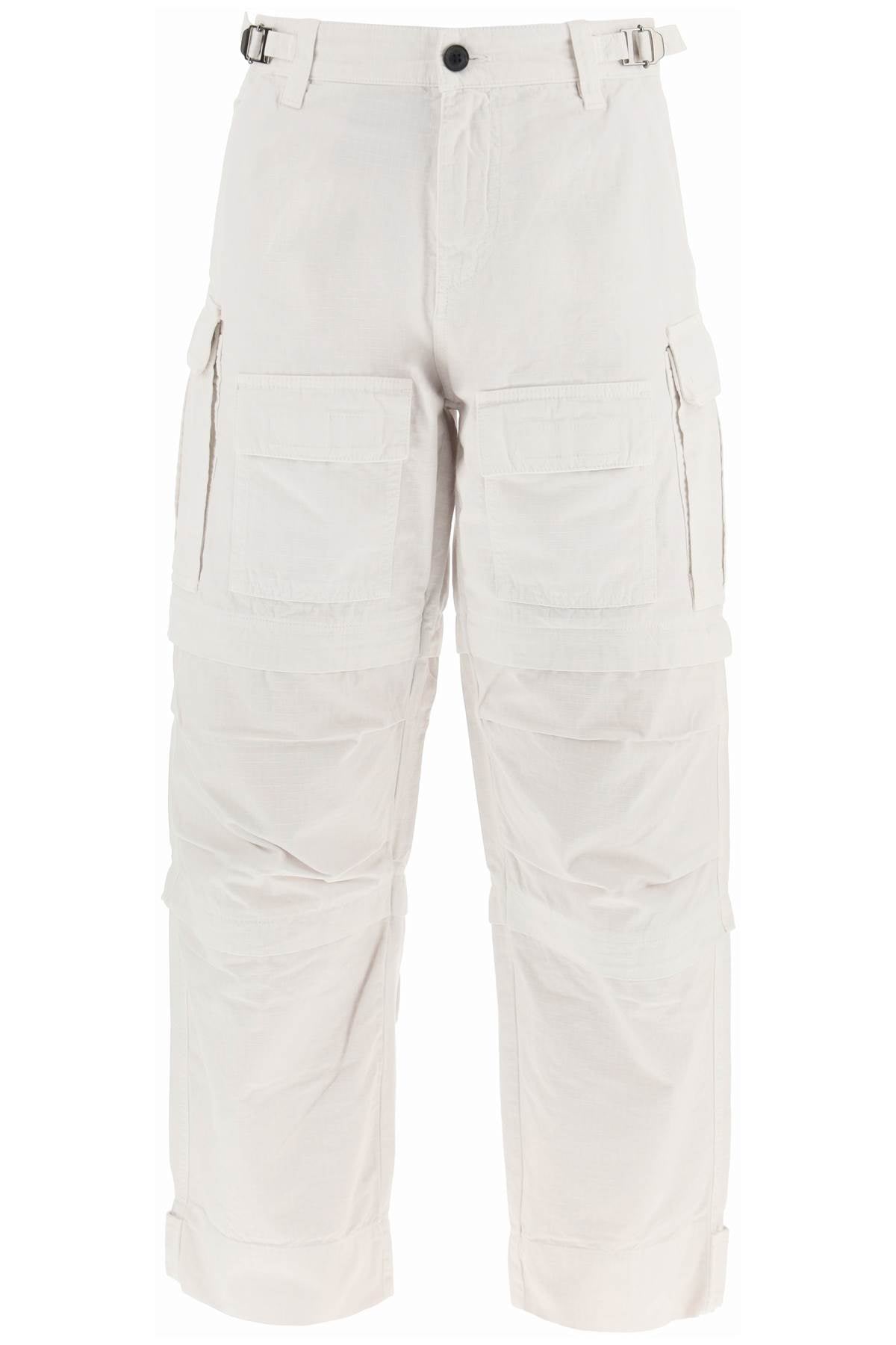 'Julia' Ripstop Cotton Cargo Pants-women > clothing > trousers-Darkpark-26-Bianco-Urbanheer