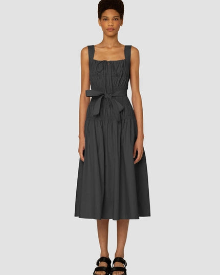 Juno Ruched Front Tie Midi Dress