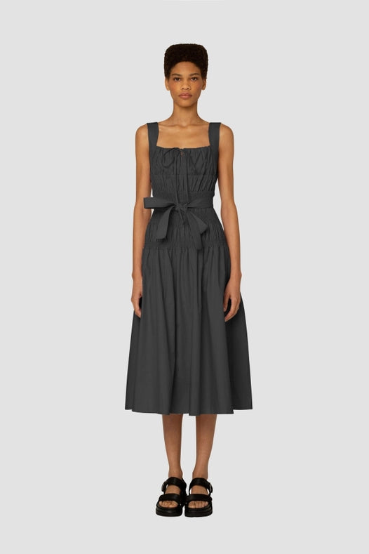 Juno Ruched Front Tie Midi Dress