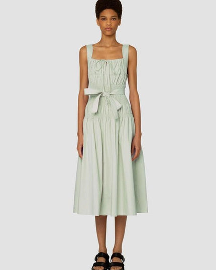 Juno Ruched Front Tie Midi Dress