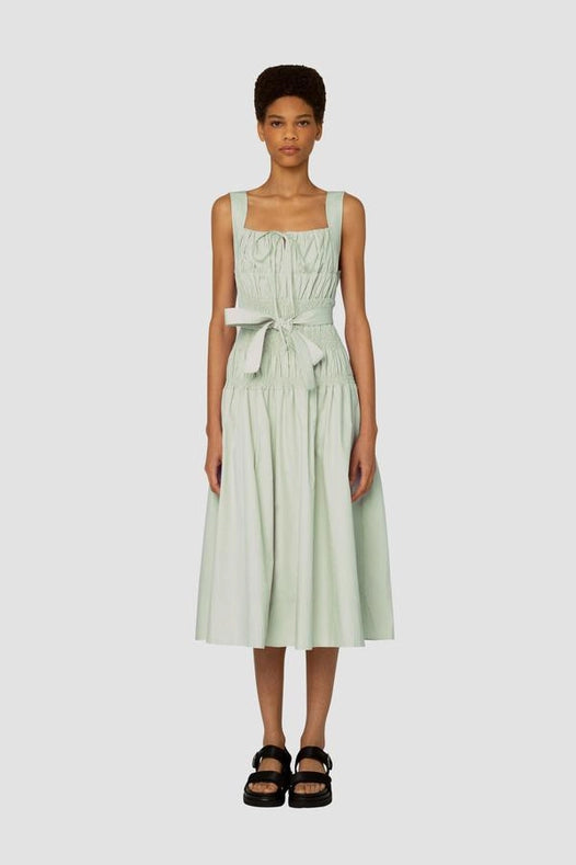 Juno Ruched Front Tie Midi Dress