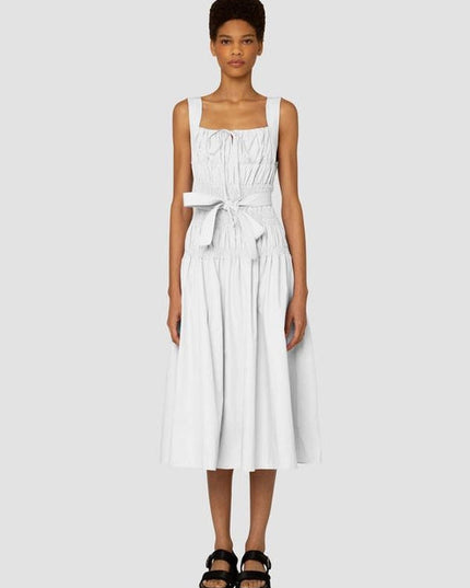 Juno Ruched Front Tie Midi Dress