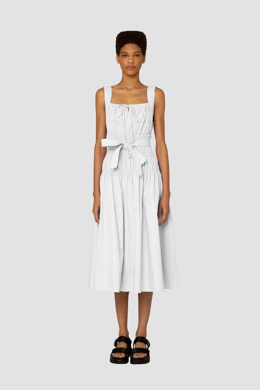 Juno Ruched Front Tie Midi Dress