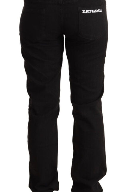 Just Cavalli Sleek Mid-Waist Slim Fit Black Jeans