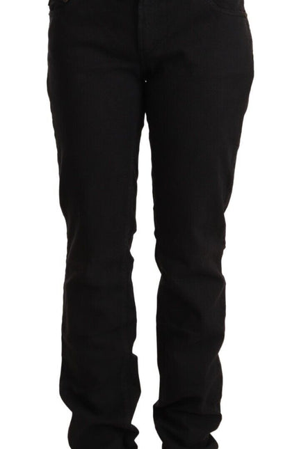 Just Cavalli Sleek Mid-Waist Slim Fit Black Jeans