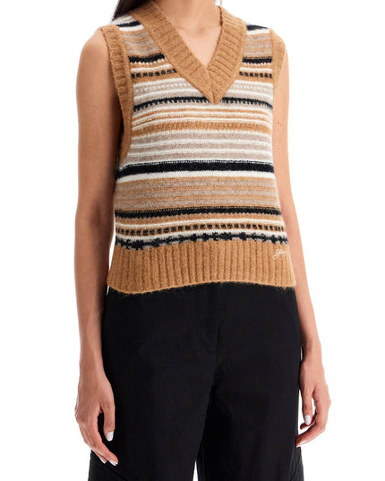 Ganni "soft striped knit vest with a comfortable