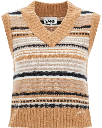 Ganni "soft striped knit vest with a comfortable