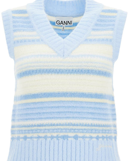 Ganni "soft striped knit vest with a comfortable