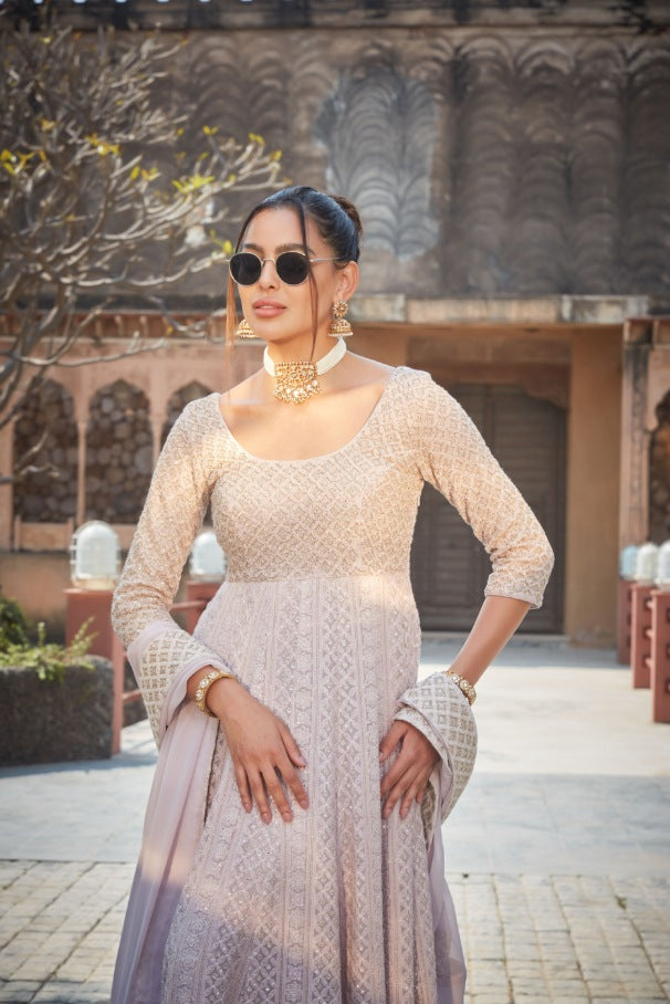 Keely- Lilac Chikankari Anarkali-1