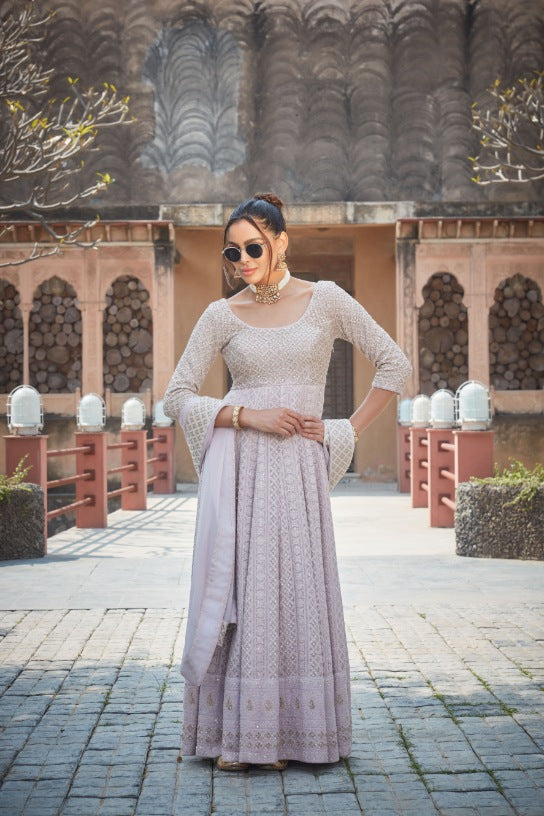 Keely- Lilac Chikankari Anarkali-3