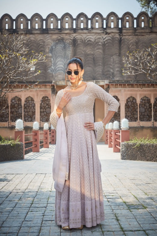 Keely- Lilac Chikankari Anarkali-0