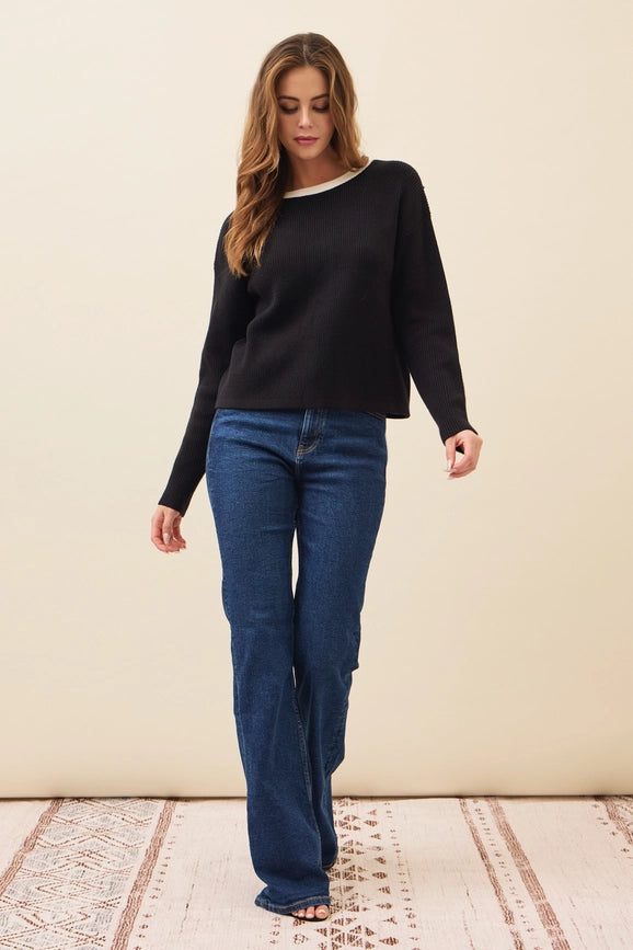 Kelsey Bow-Back Sweater BLACK