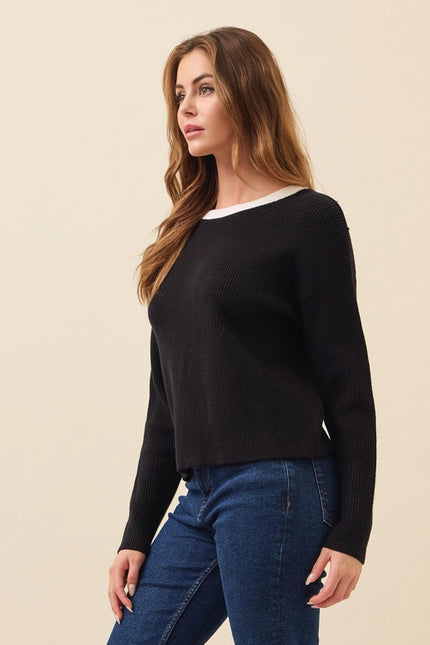 Kelsey Bow-Back Sweater BLACK