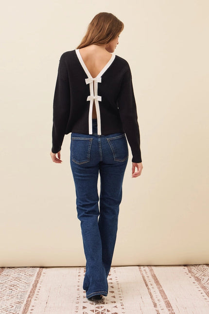 Kelsey Bow-Back Sweater BLACK