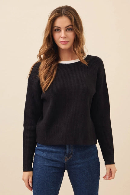 Kelsey Bow-Back Sweater BLACK