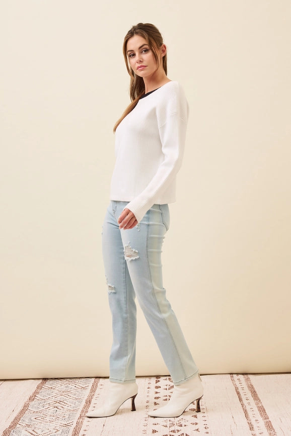 Kelsey Bow-Back Sweater WHITE