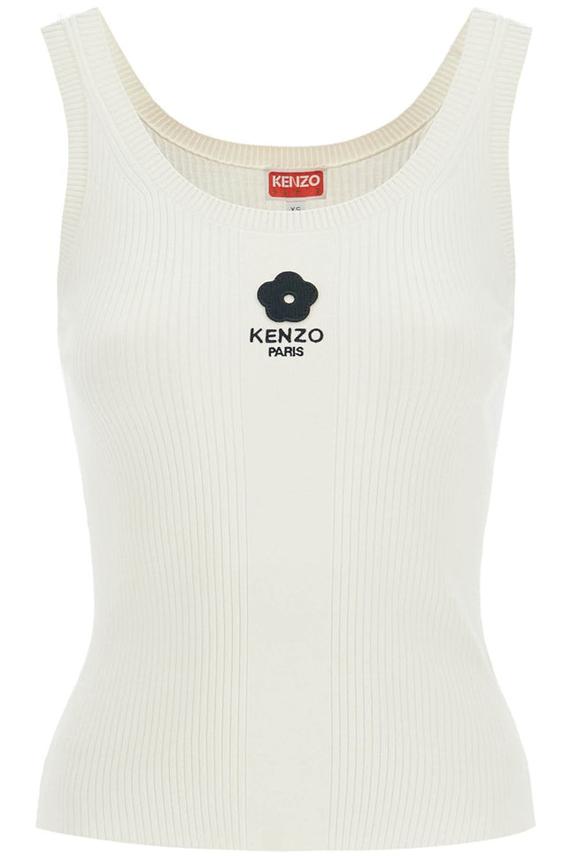 Kenzo ribbed knit tank top with spaghetti straps - White