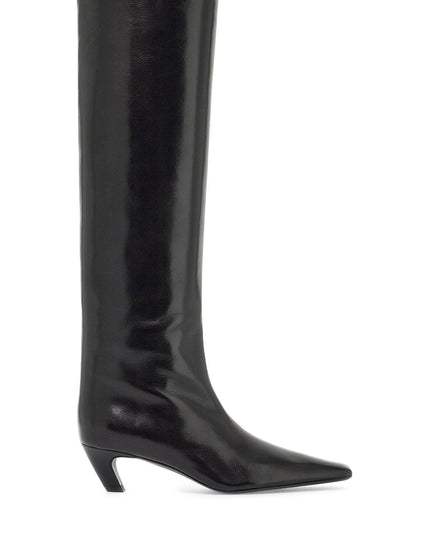 Khaite davis knee-high shiny leather boots - Black