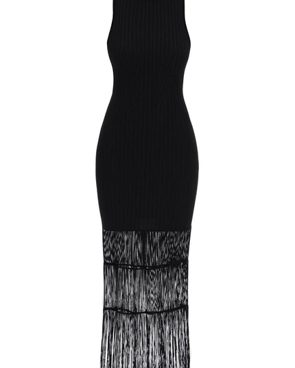 Khaite "ribbed knit dress with fringe details"