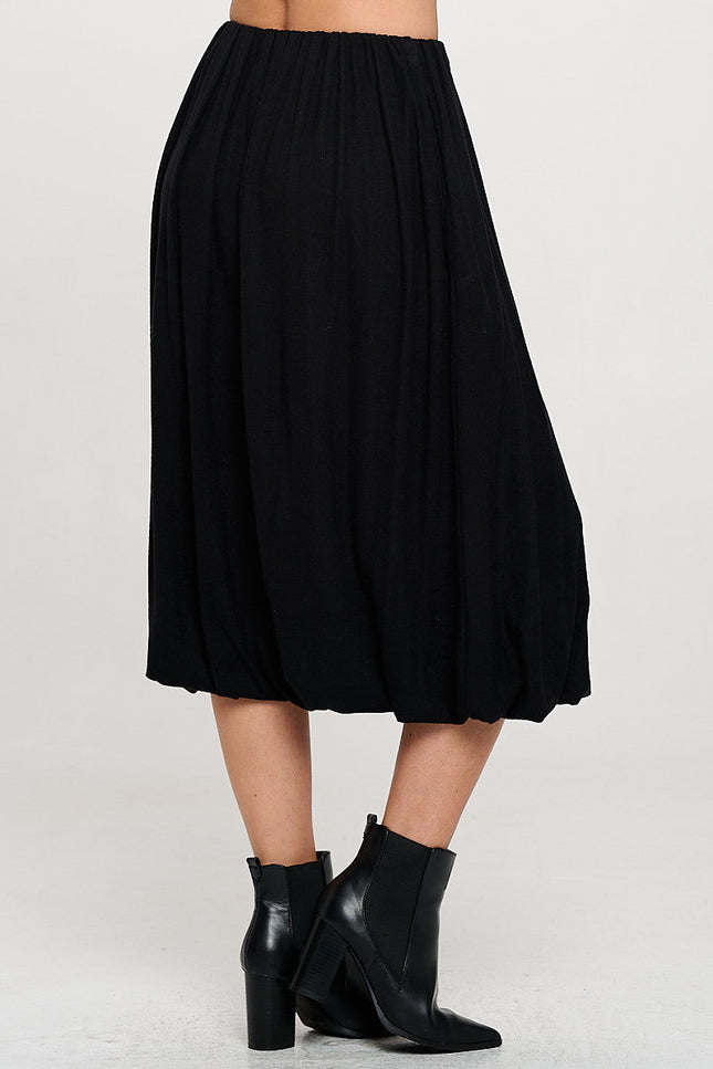 Knit Balloon Style Midi Skirt with Pockets-1