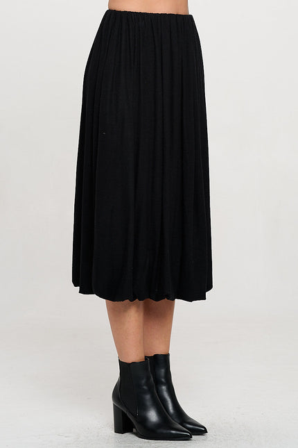 Knit Balloon Style Midi Skirt with Pockets-2