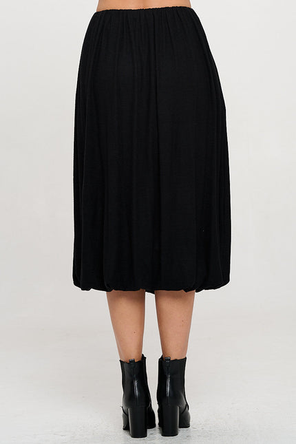 Knit Balloon Style Midi Skirt with Pockets-3