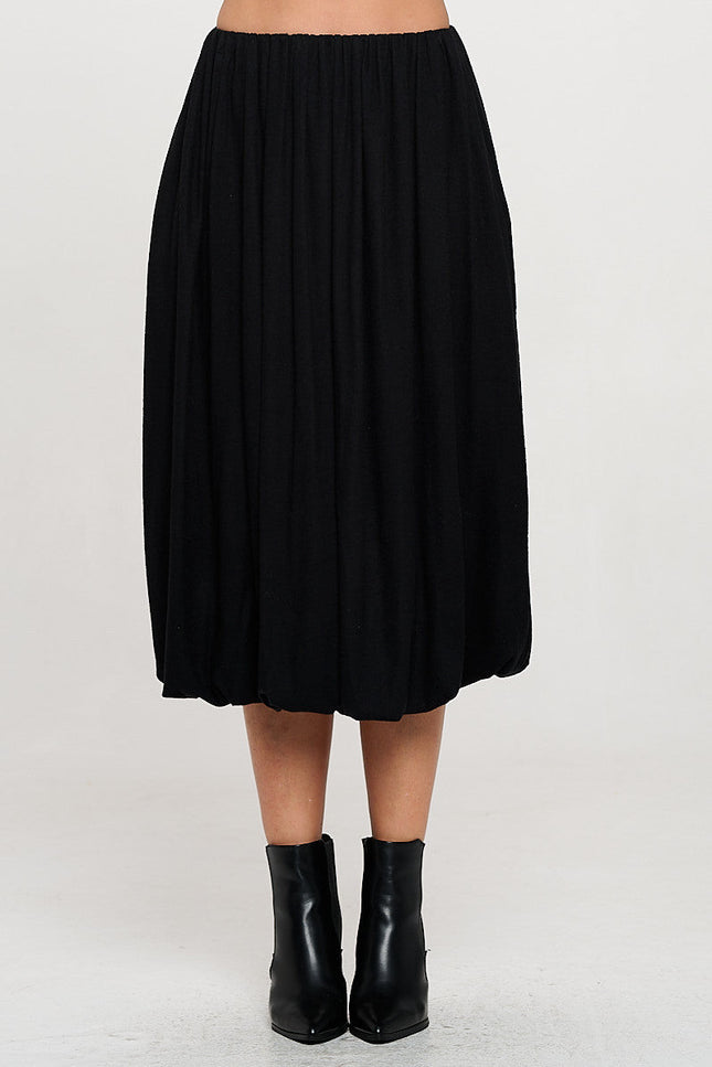 Knit Balloon Style Midi Skirt with Pockets-0