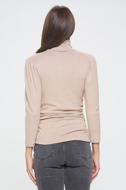 Knit Long Sleeve Turtleneck Top-4