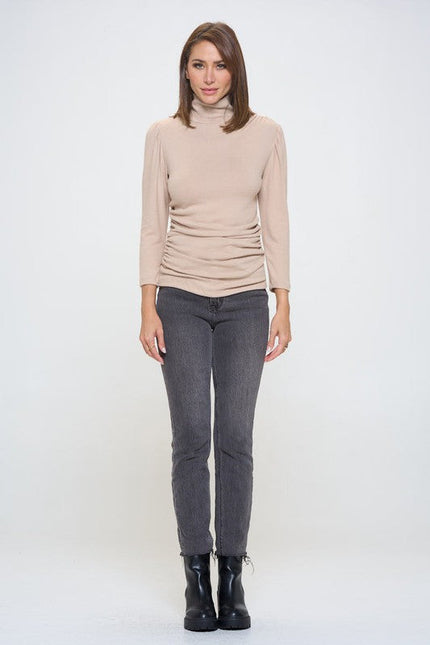 Knit Long Sleeve Turtleneck Top-5