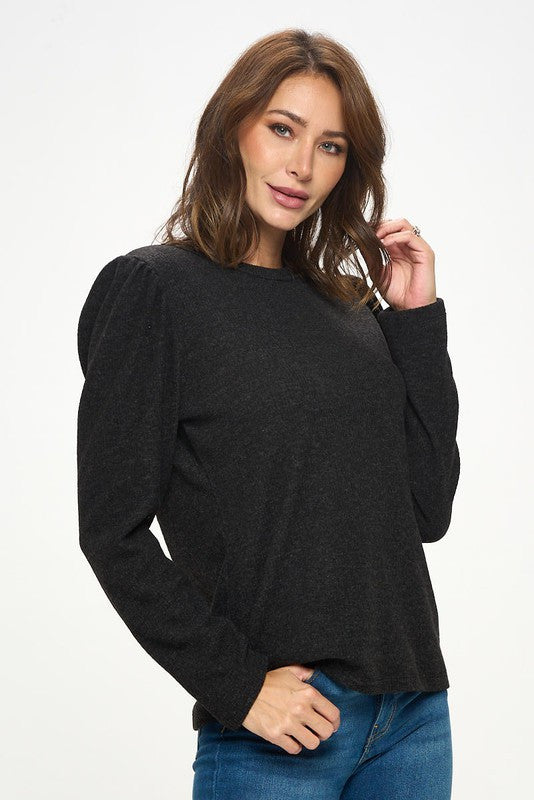 Knit Round neck Long Sleeve Top-2