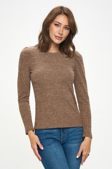 Knit Round neck Long Sleeve Top-2