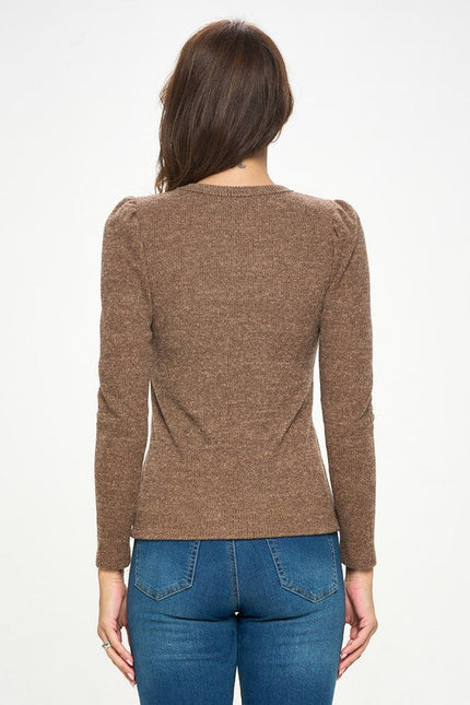 Knit Round neck Long Sleeve Top-3