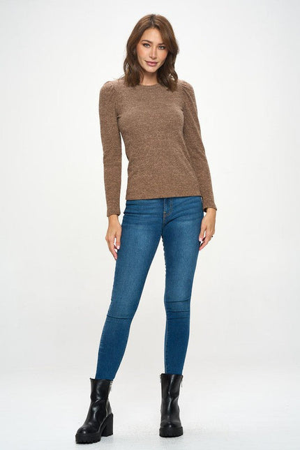 Knit Round neck Long Sleeve Top-4