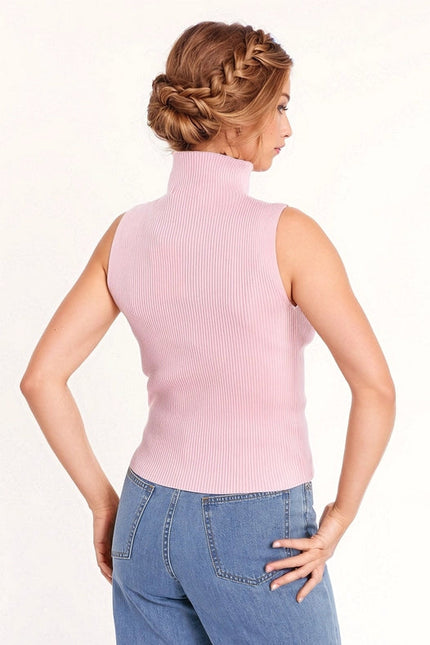 Knitted Baby Pink Top Without Sleeves