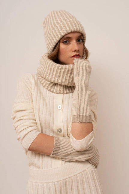 Knitted Cashmere Hat Beige