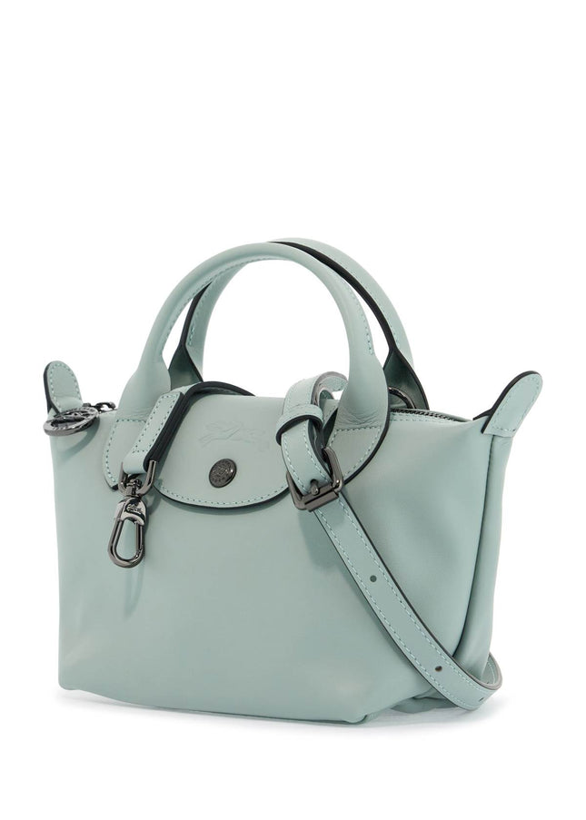 Longchamp light green leather handbag le pliage xtra with zip and handles