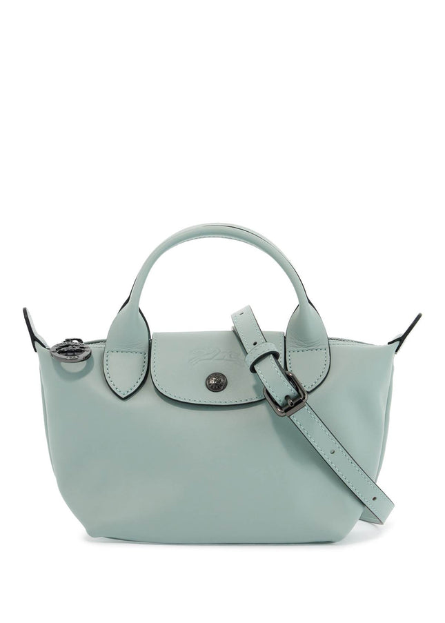 Longchamp light green leather handbag le pliage xtra with zip and handles