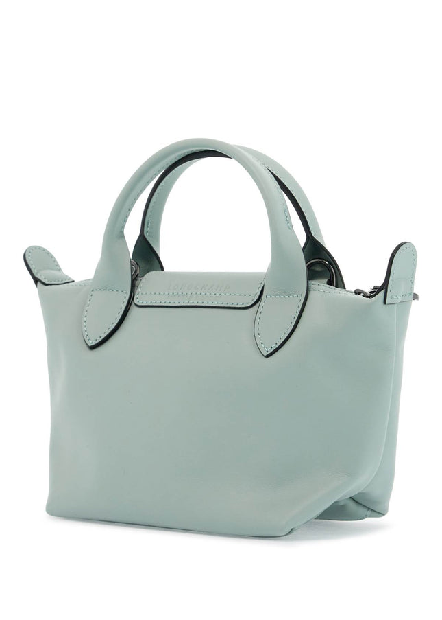 Longchamp light green leather handbag le pliage xtra with zip and handles