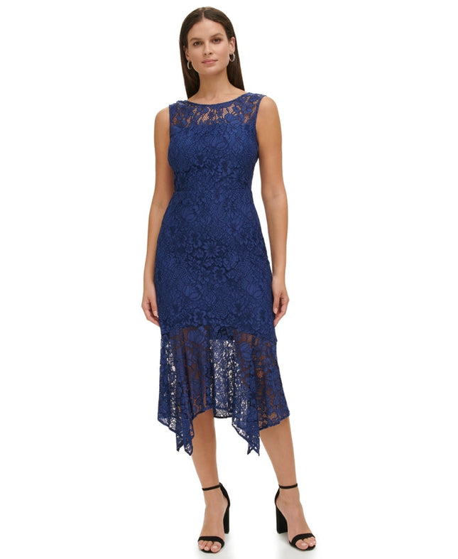 Lace Asymmetrical Midi-Dress-Kensie Dresses-2-NAVY-Urbanheer