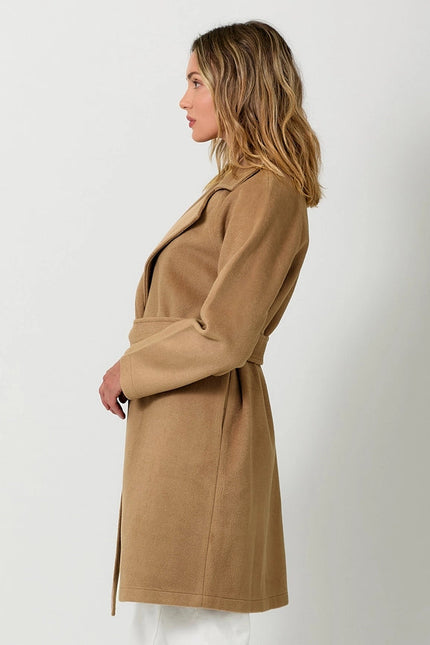 Lapel Collar Robe Coat Camel