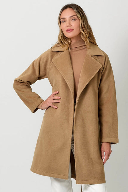 Lapel Collar Robe Coat Camel