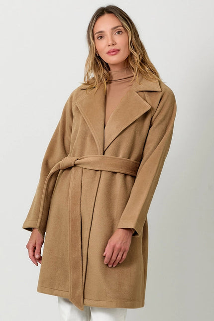 Lapel Collar Robe Coat Camel