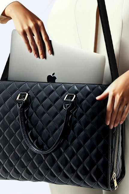 Laptop Bag For Women Luxurious Diamond Pattern Exterior