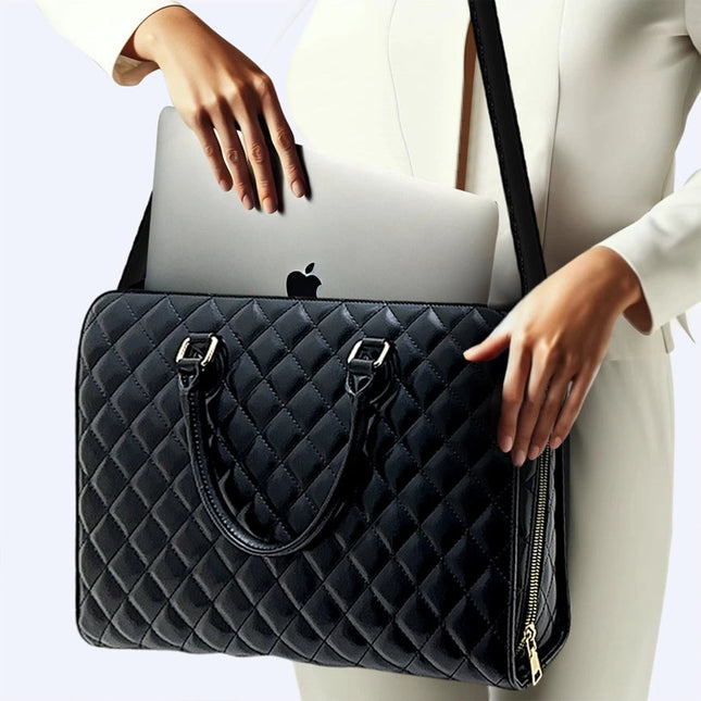 Laptop Bag For Women Luxurious Diamond Pattern Exterior