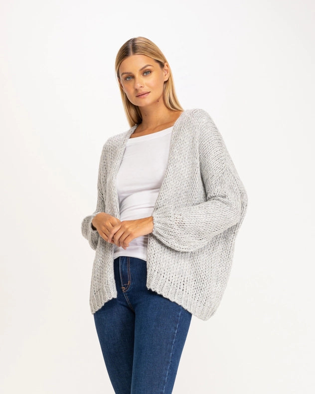 Large Chunky Knit Jacket Grey